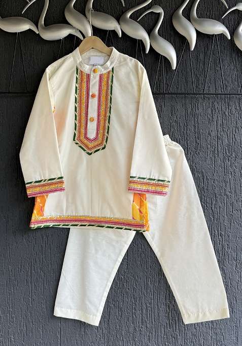 Off Printed Cotton Kurta Set For Boys